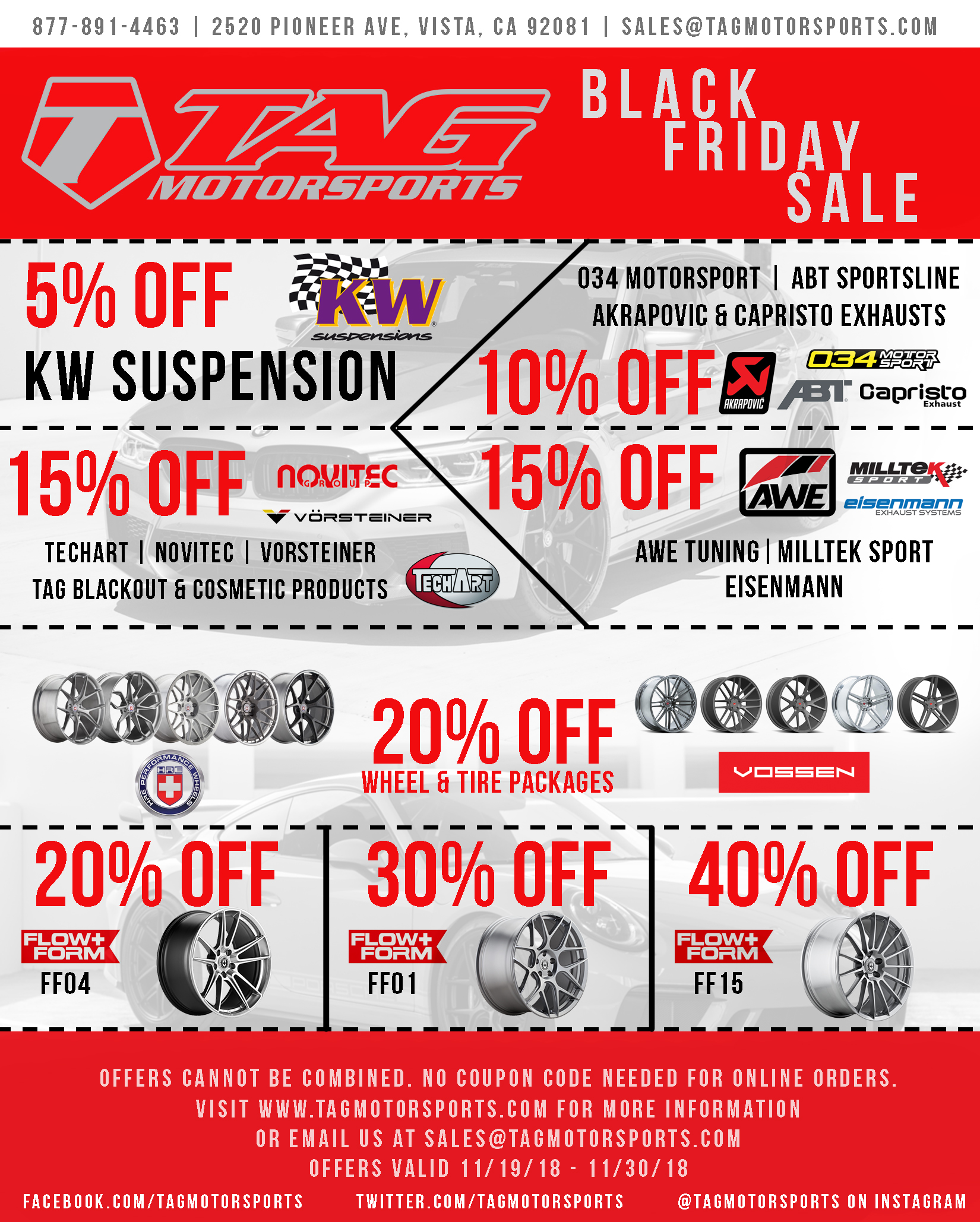 TAG Motorsports Black Friday 2018